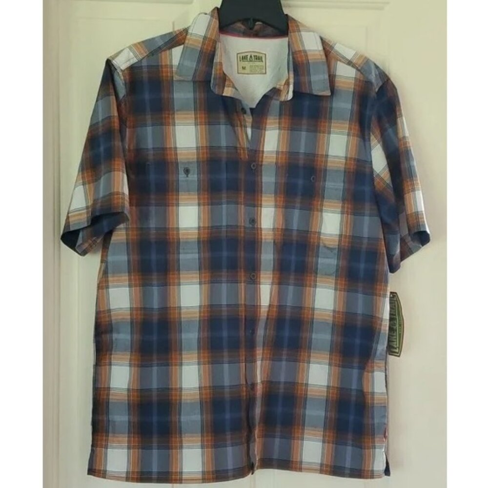 Mens Lake & Trail Fast Dri Short Sleeve Button Down Shirt Size Medium NWT